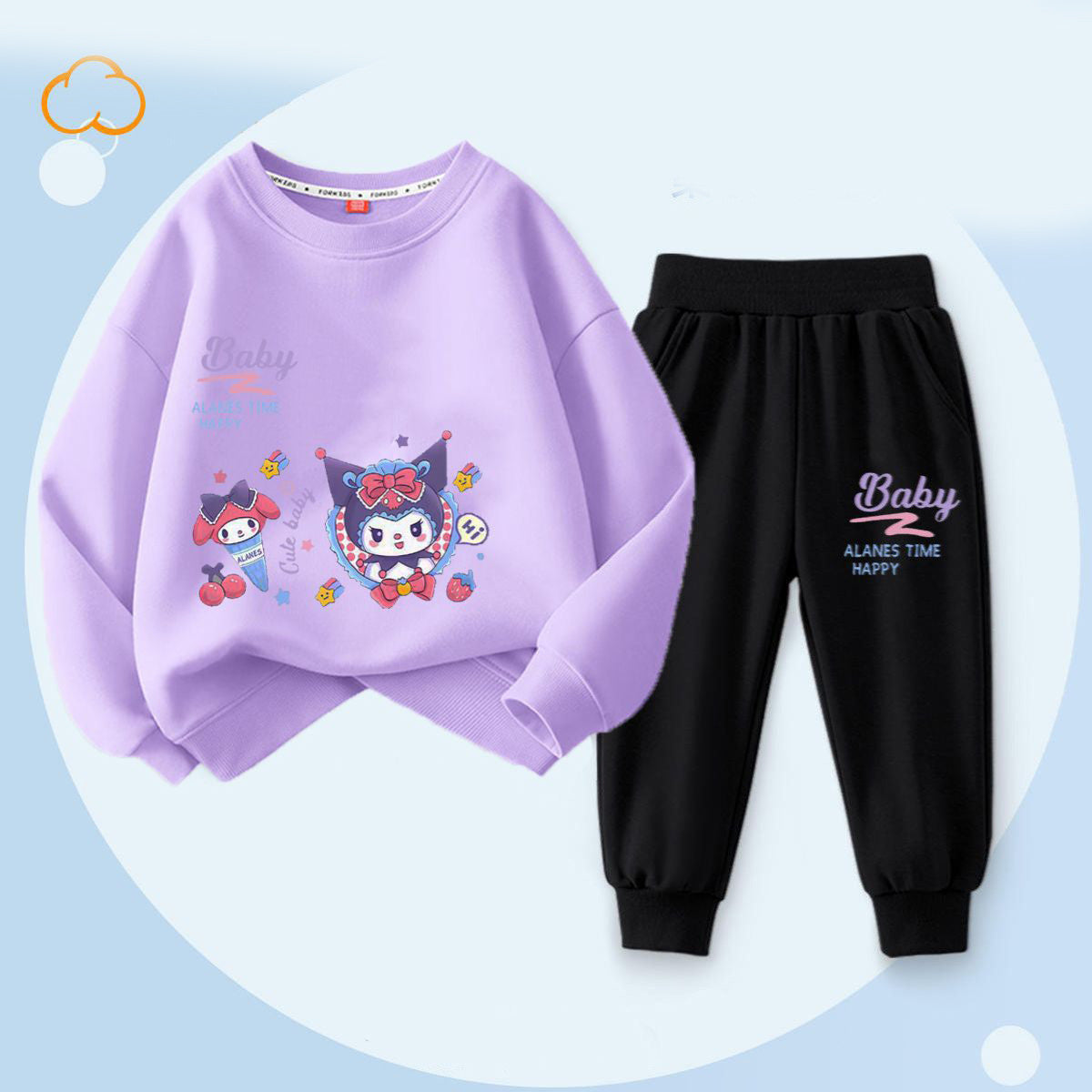 Cartoon girls' suit sweatshirt and trousers two piece suit