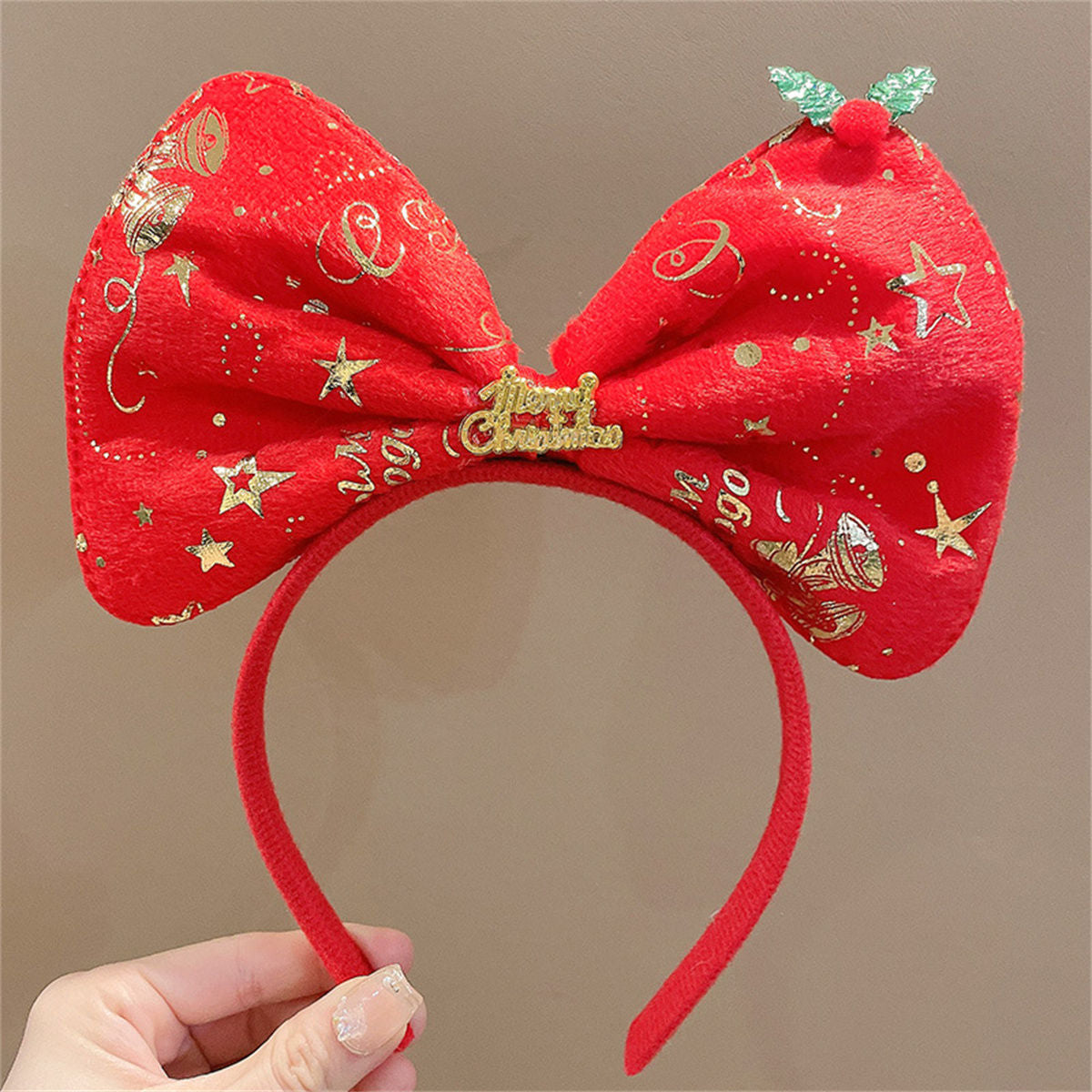 Children's Christmas red cute funny style bow headband does not hurt the hair