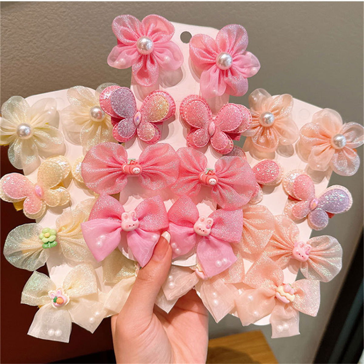 Children's bow hairpin princess super fairy yarn flower bangs clip does not hurt the hairpin