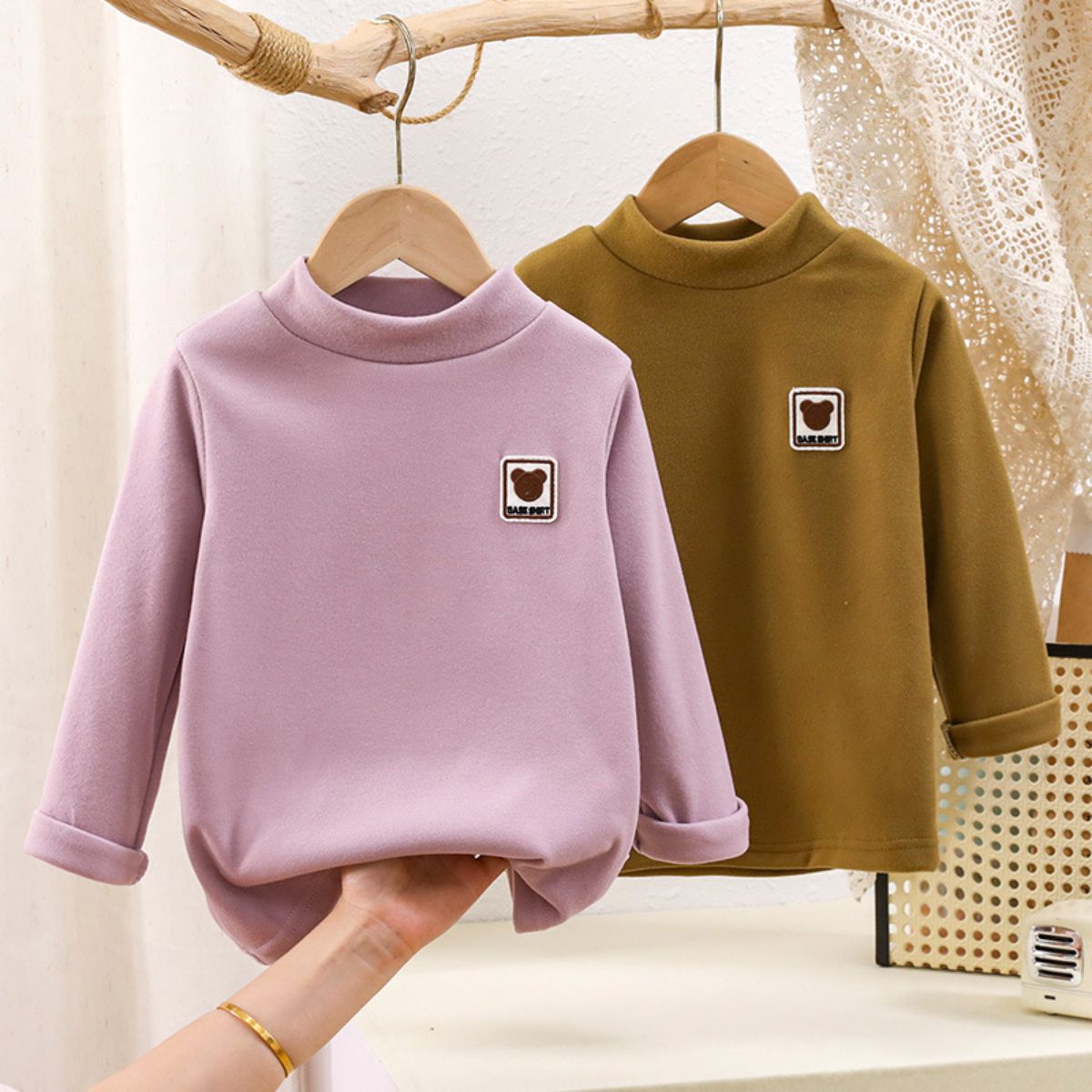 children's new autumn and winter fleece bottoming shirt