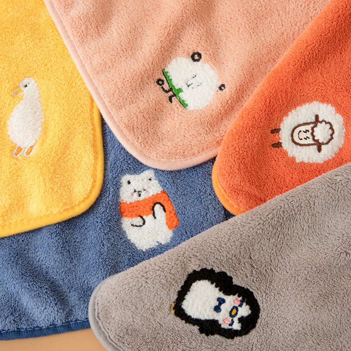 Children's square soft embroidered face towel