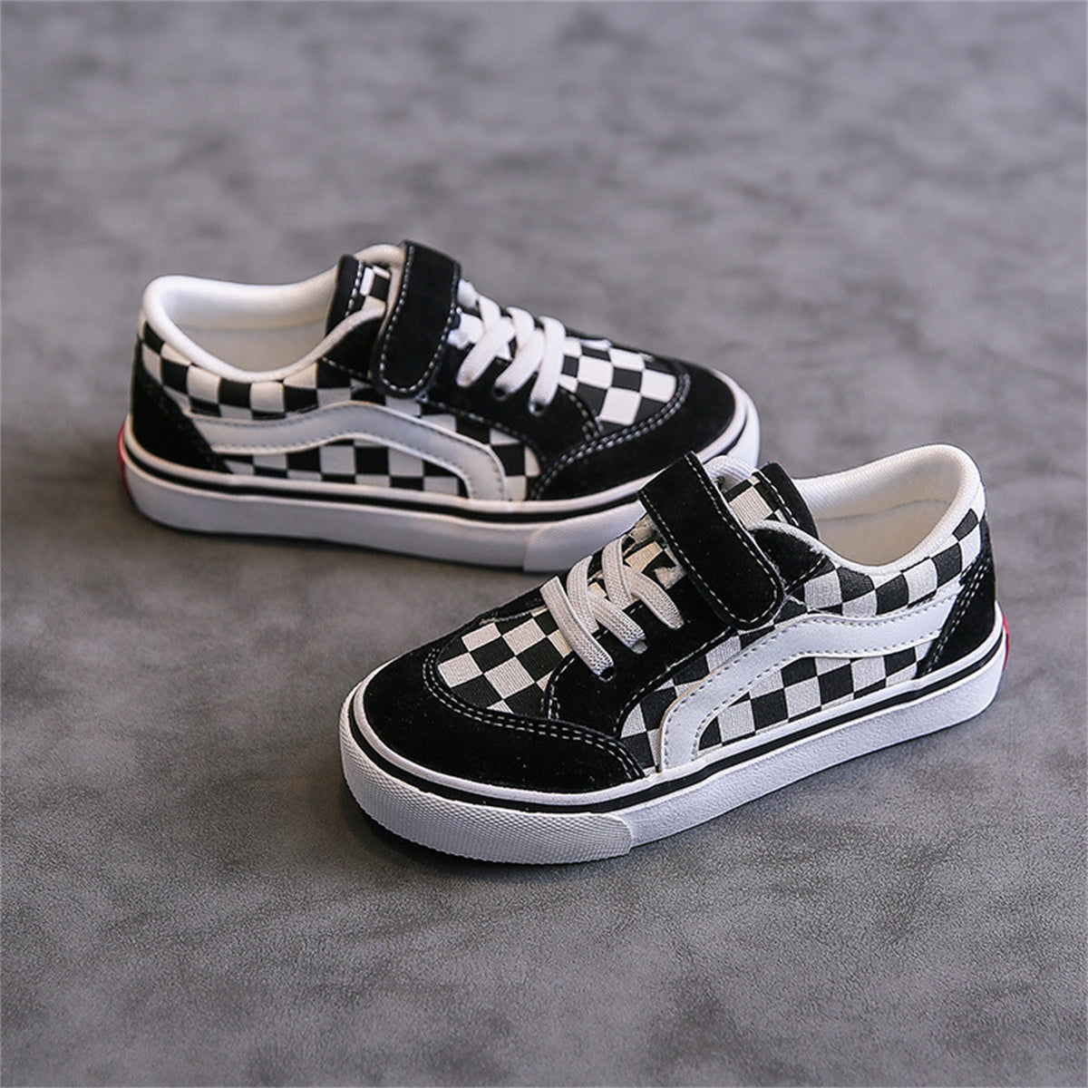 Children's checkerboard primary school cloth shoes soft sole fashionable casual toddler shoes