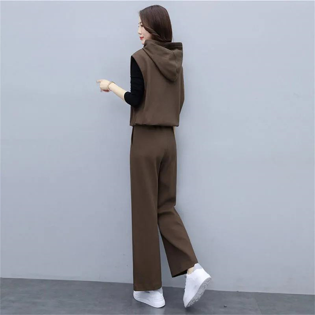 Women's slim wide-leg pants bottoming shirt casual three-piece suit