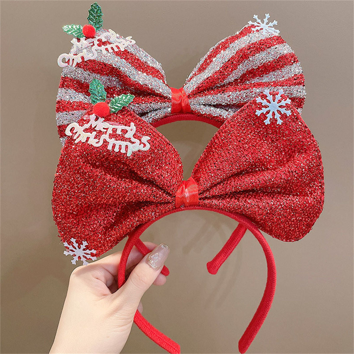 Children's Christmas red cute funny style bow headband does not hurt the hair