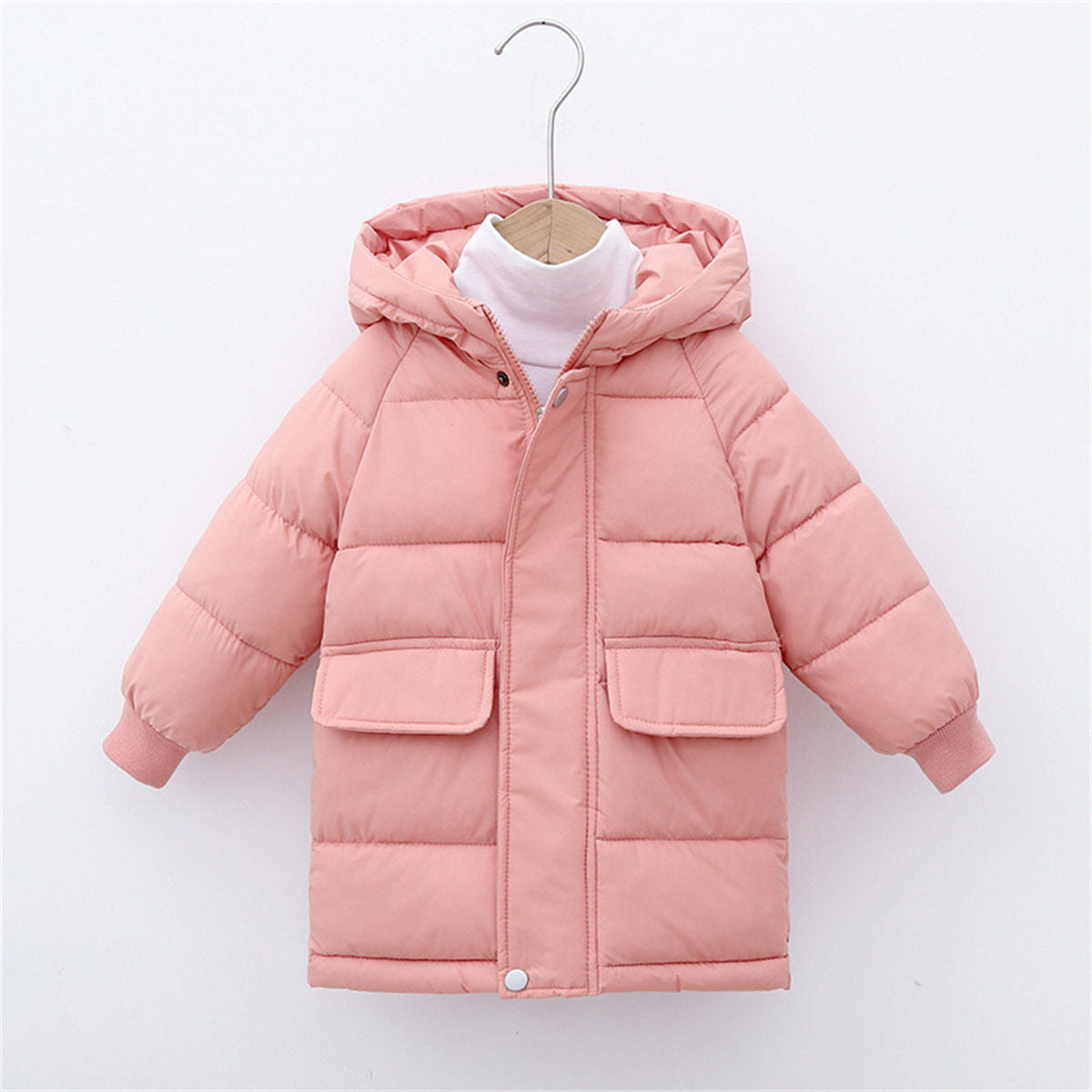 Winter solid color simple style short cotton coat for boys and girls