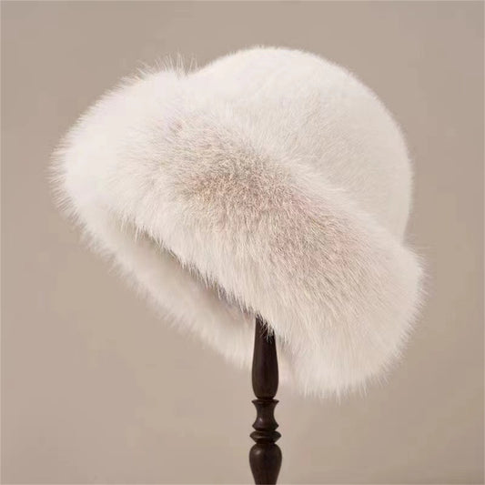 Women's winter plush thick warm fashion windproof cold protection basin hat