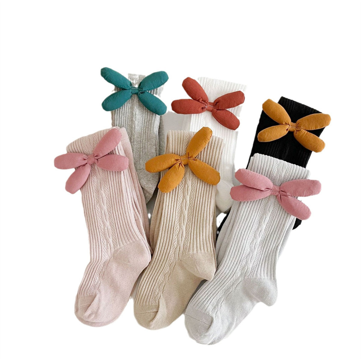 Girls Spring and Autumn Style Three-Dimensional Bowknot Leggings with Feet Baby Girls Leggings Socks