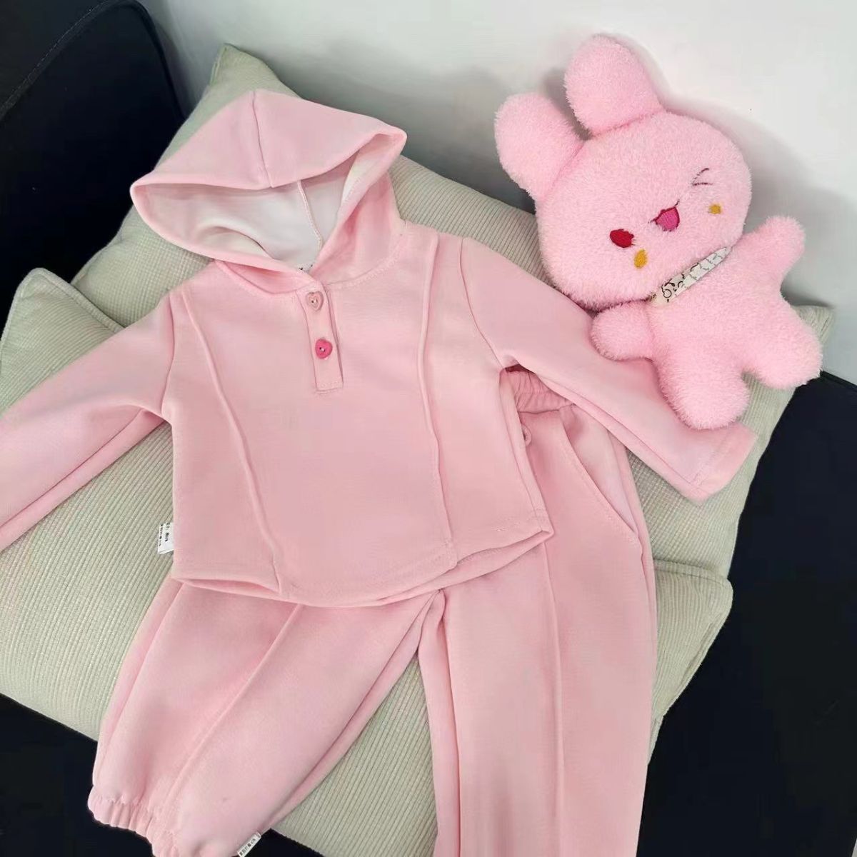 New style girls spring and autumn hooded sweater suit children's two-piece suit casual fashion all-match suit