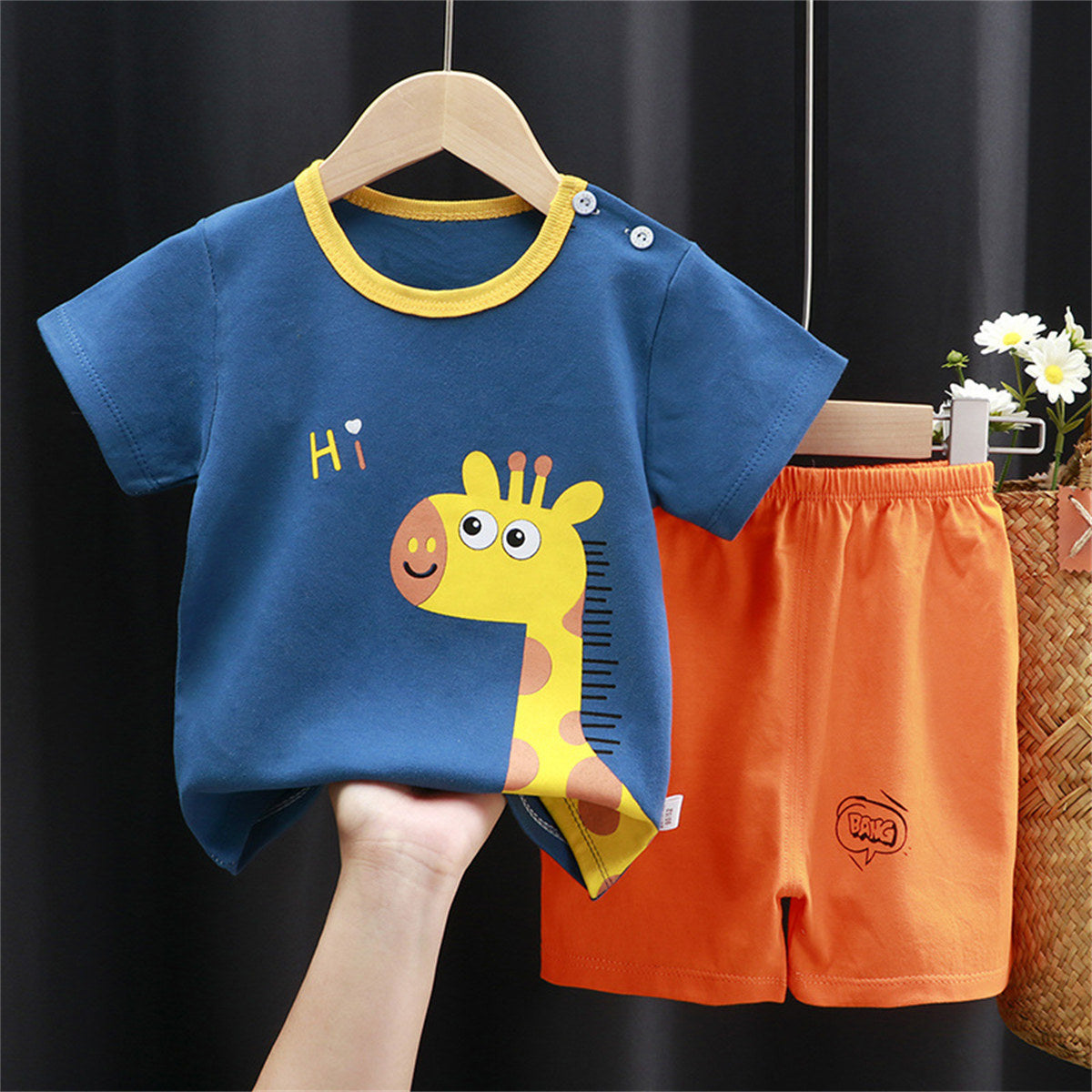 Boys' short-sleeved cartoon pattern home wear suit