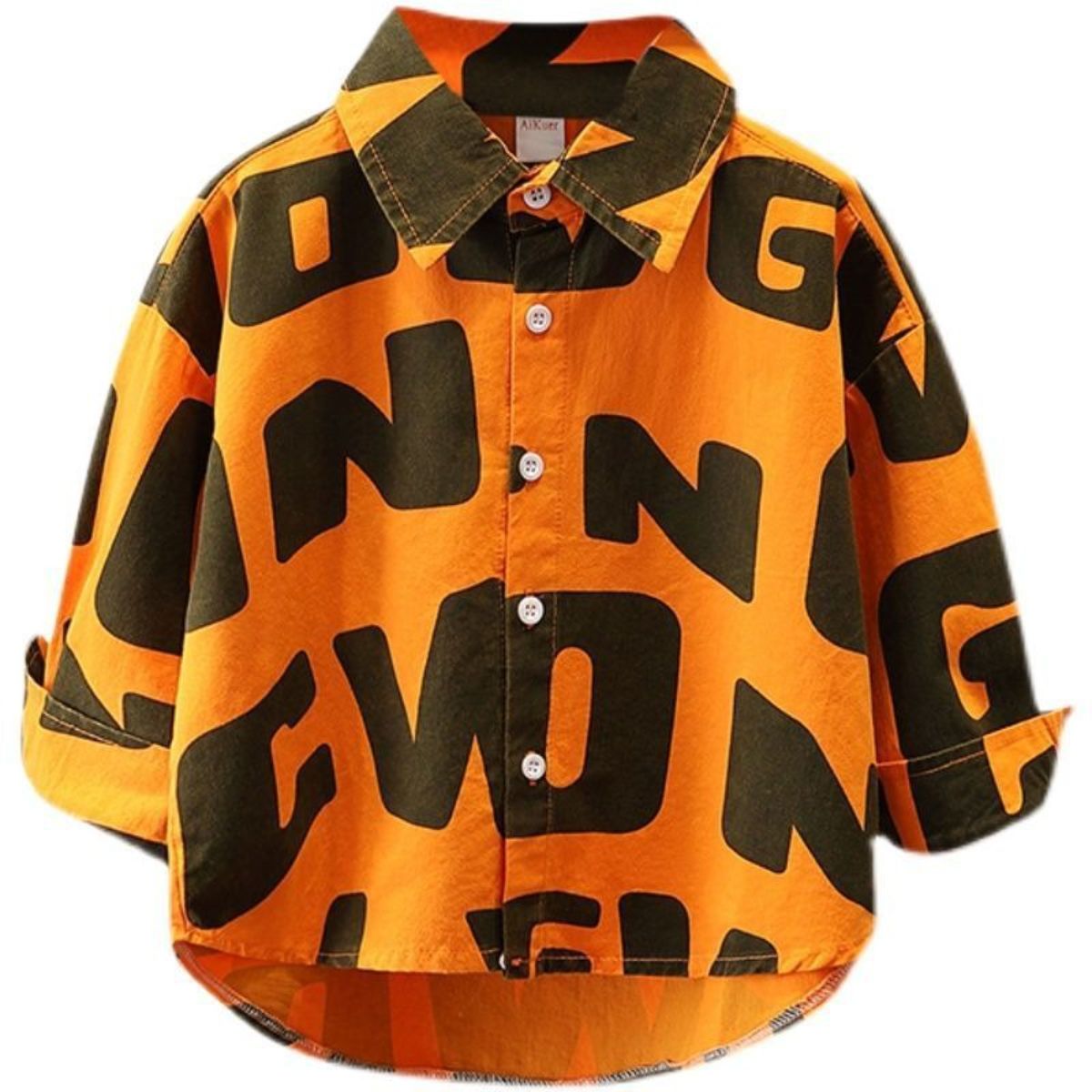 Boys' new autumn clothes shirt with letters fashionable and versatile thin cardigan long sleeve loose fashion top jacket