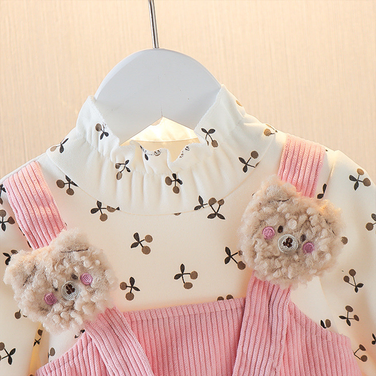 New spring and autumn girls' corduroy fake two-piece sheep head dress