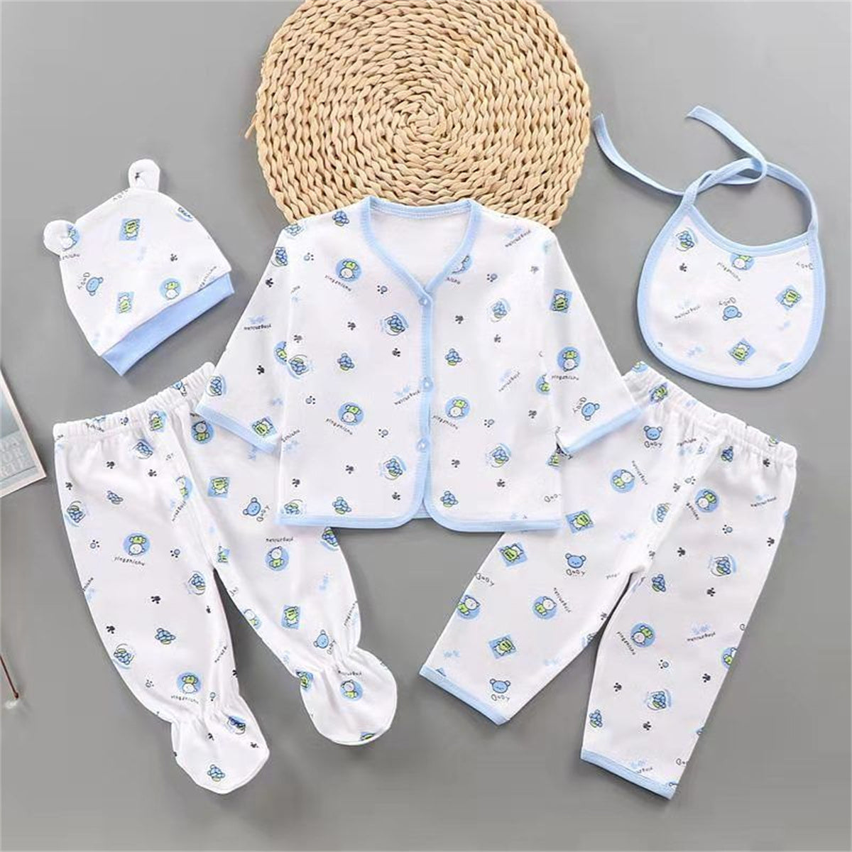 Newborn underwear five-piece baby cartoon cotton-padded suit