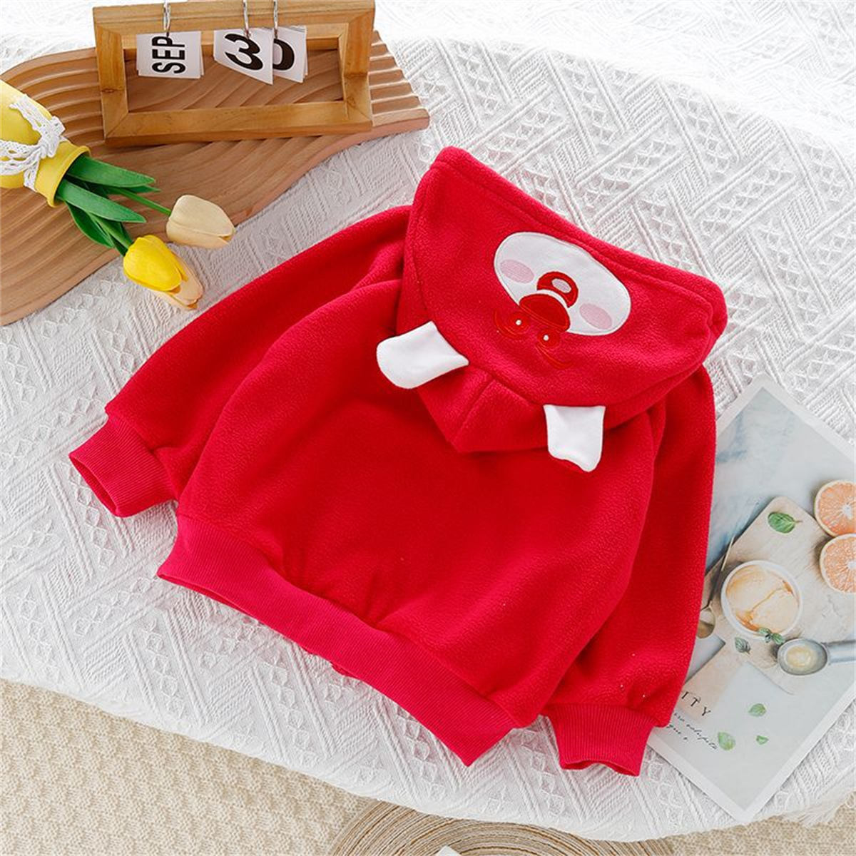 Boys and girls baby cartoon hooded tops