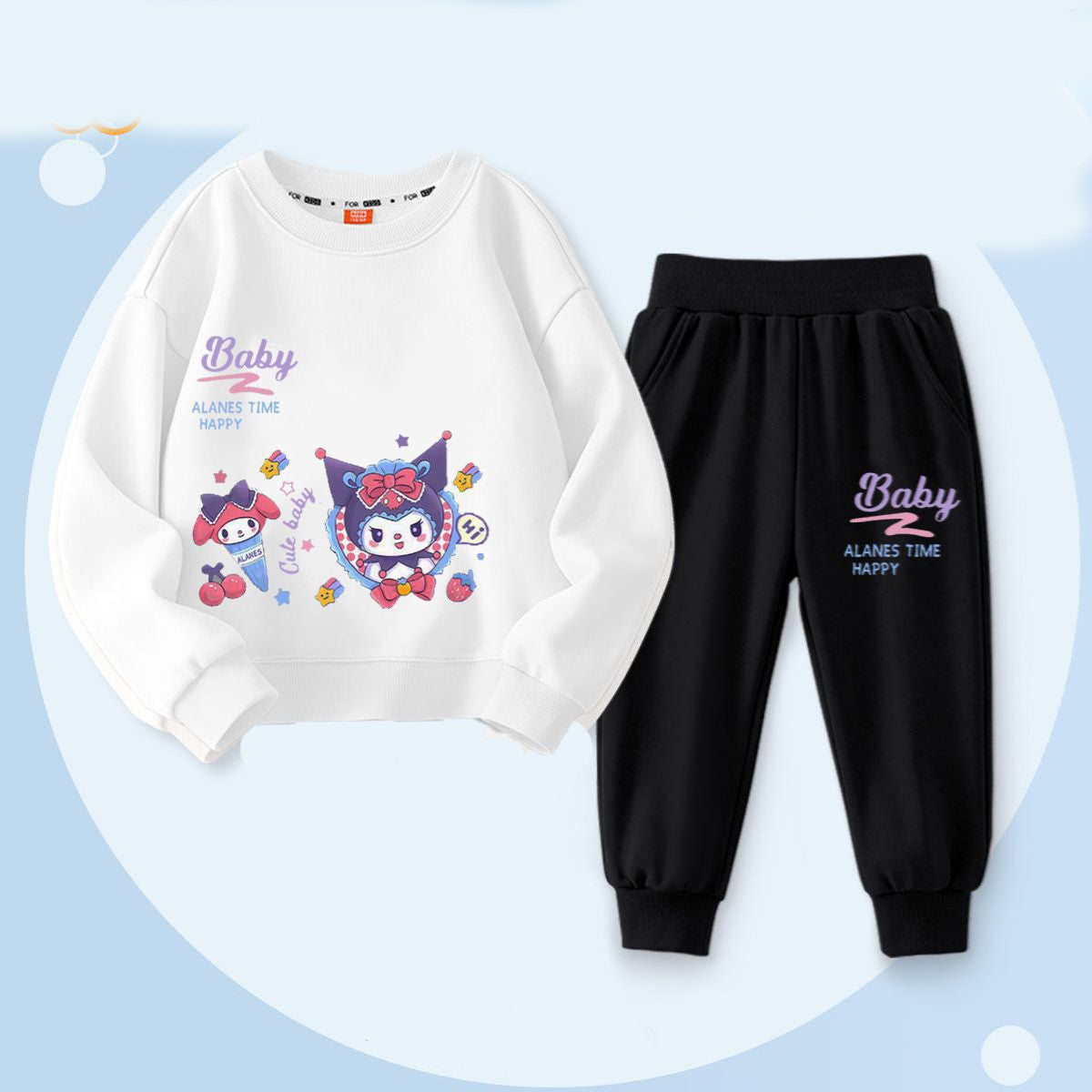 Cartoon girls' suit sweatshirt and trousers two piece suit