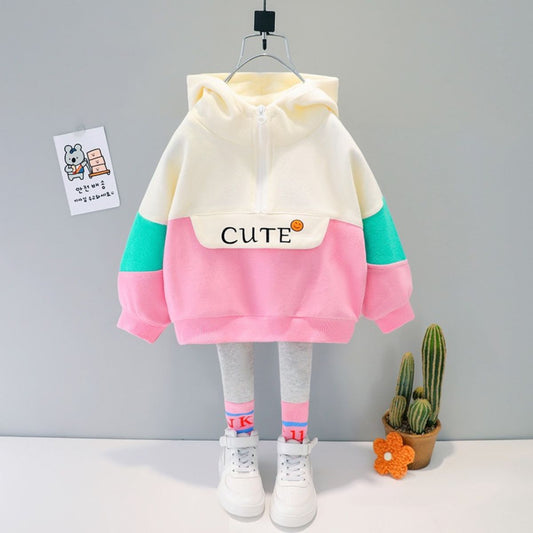 Spring and Autumn Children's Clothing Children's Baby Internet Celebrity New Fashion Suit 21 Baby Autumn Girls Long Sleeve Jacket Two-piece Suit