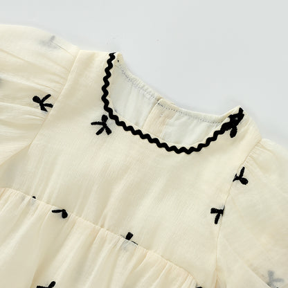 Embroidered Bow Romper