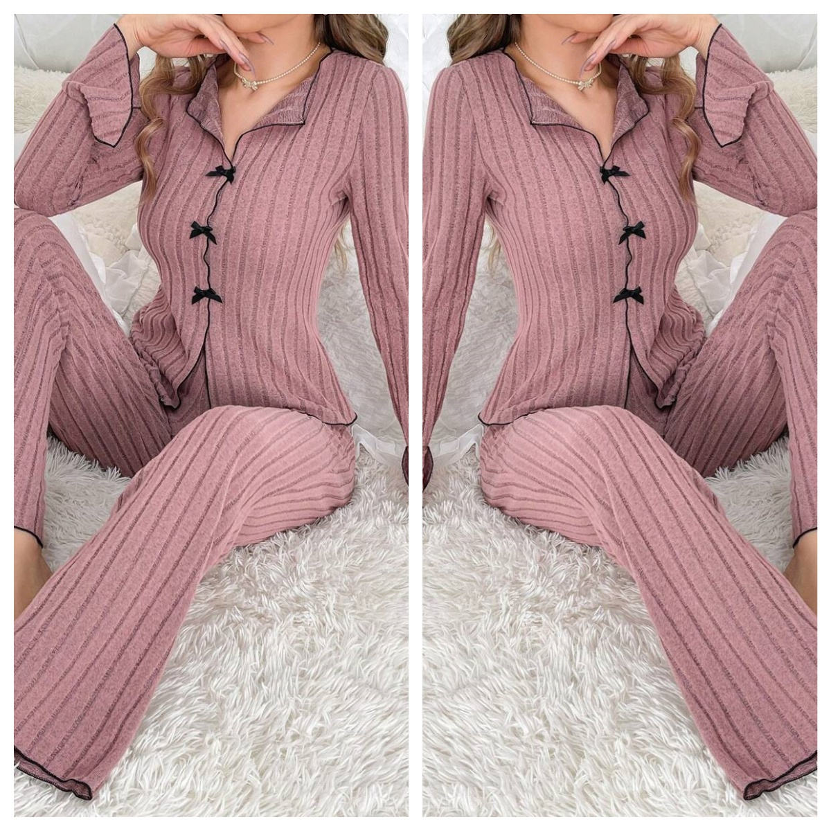 Women's two-piece pajamas for home warmth and outdoor wear