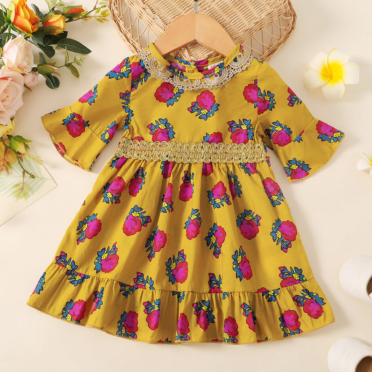 Baby Girl Clashing Lace Floral Dress