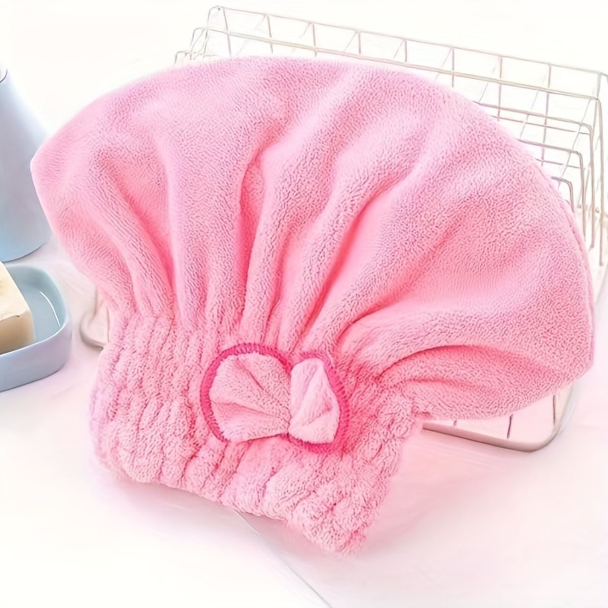 Bow Coral Fleece Princess Hat High Density Coral Fleece Dry Hair Hat