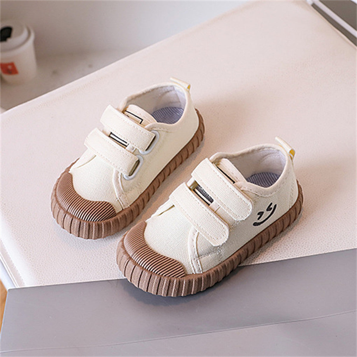 Children's colorful sole smiley face canvas shoes