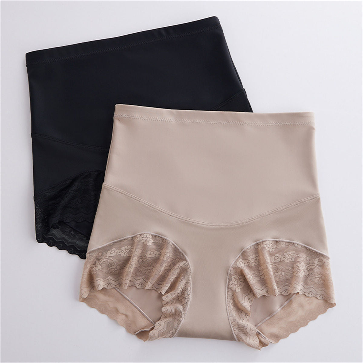 Ice silk seamless tummy-control panties for women, mid-high waist, hip-lifting and shaping leggings