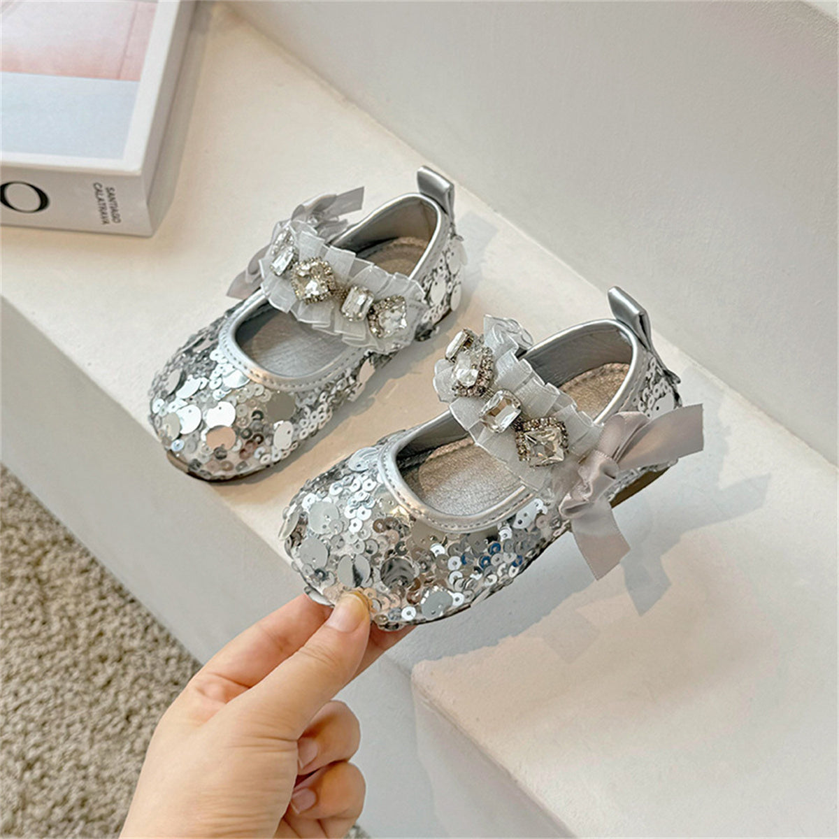 children's princess shoes sequin leather shoes