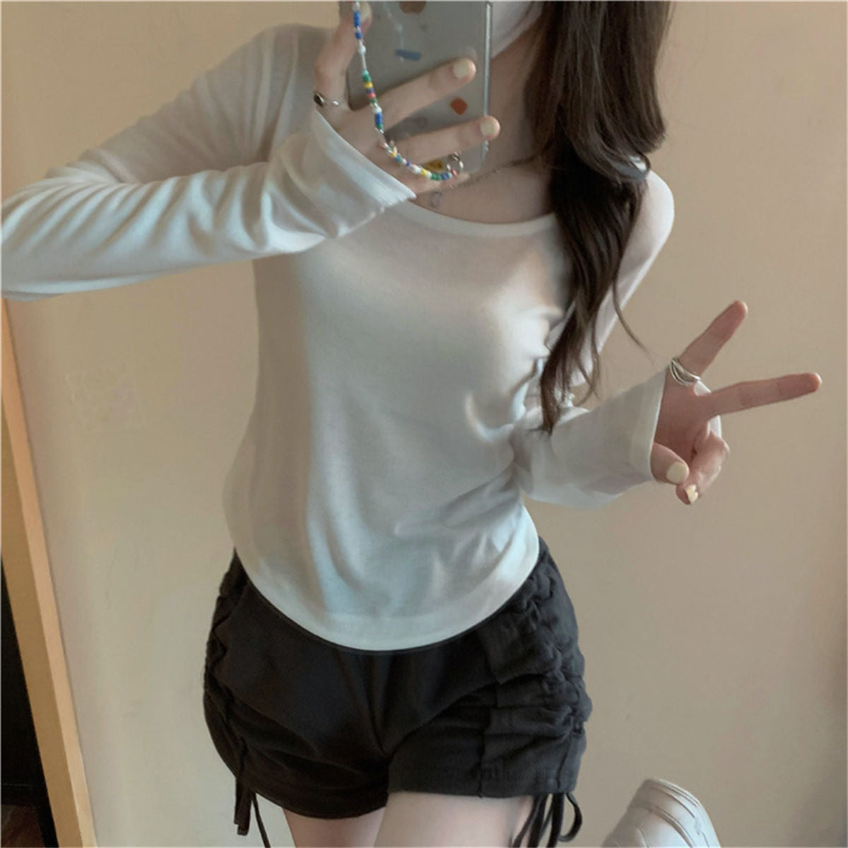 Long Sleeve T-Shirt Women's Slim Fit School Top