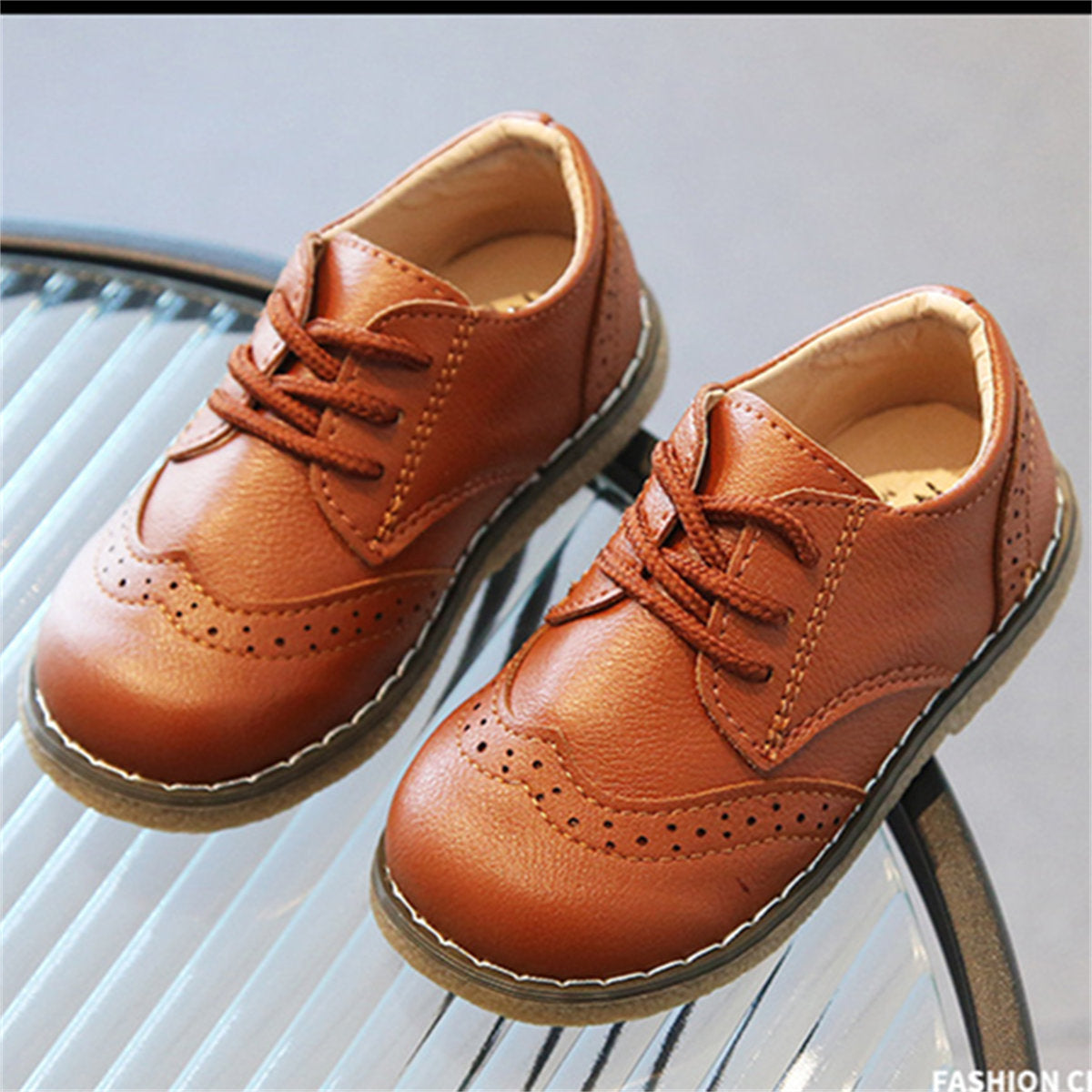 Children's and boys' spring and autumn British retro style soft-soled comfortable flat leather shoes