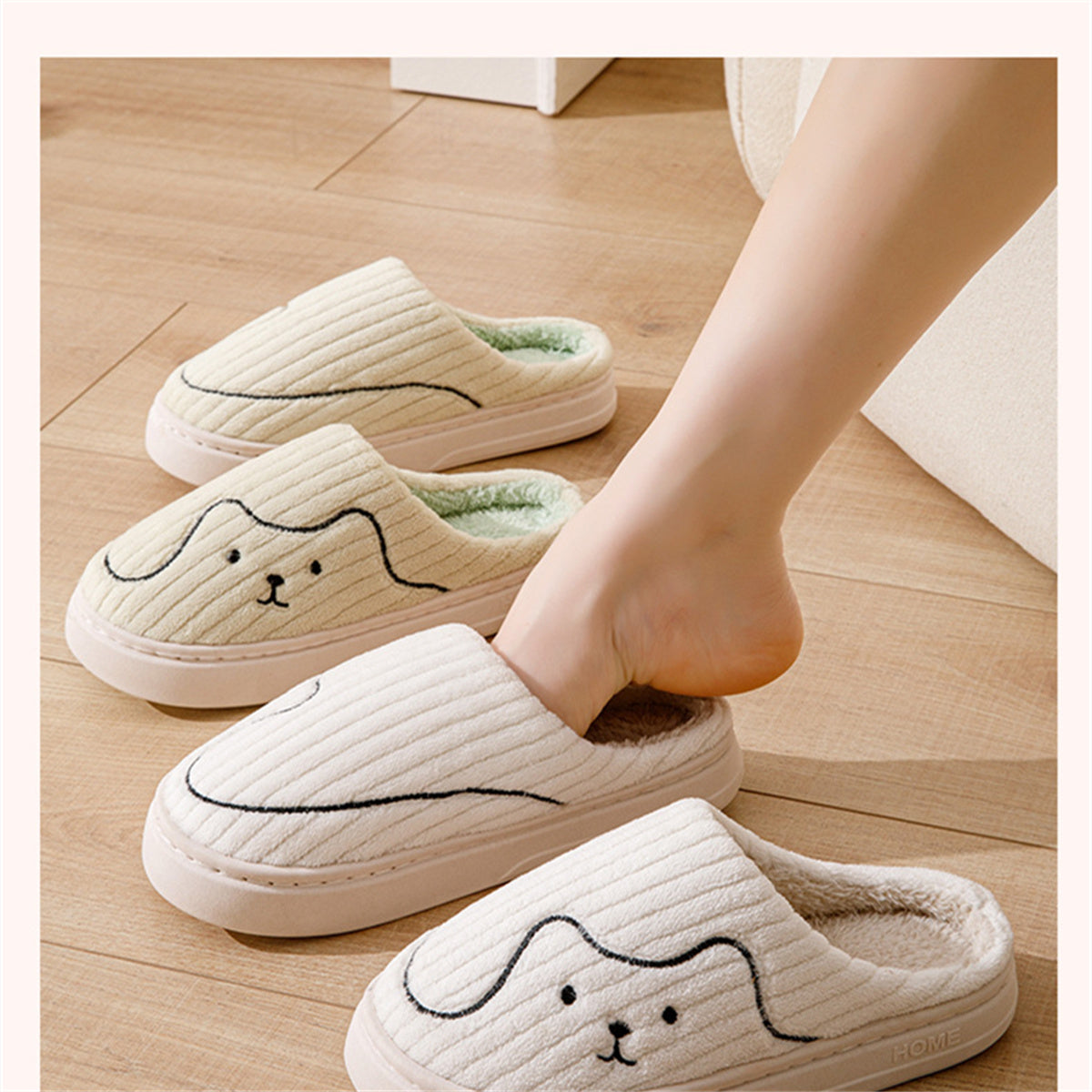 Slippers cartoon cute cotton sole autumn and winter indoor home warm and comfortable slippers