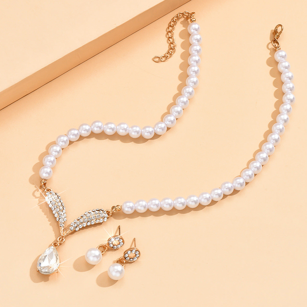 Women's 2-piece pearl-style bridal dress accessories jewelry set