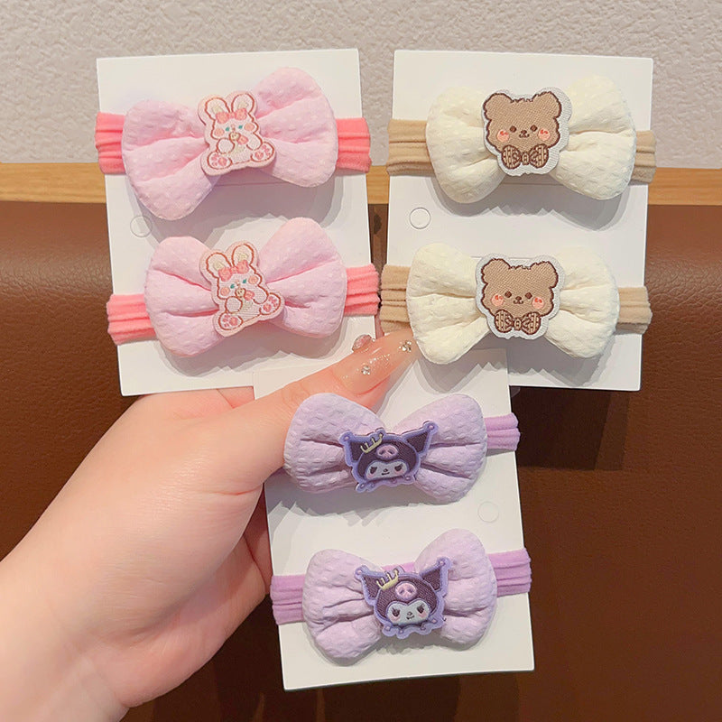 Children's 6-piece set cute cartoon style Sanrio bow soft hair rope