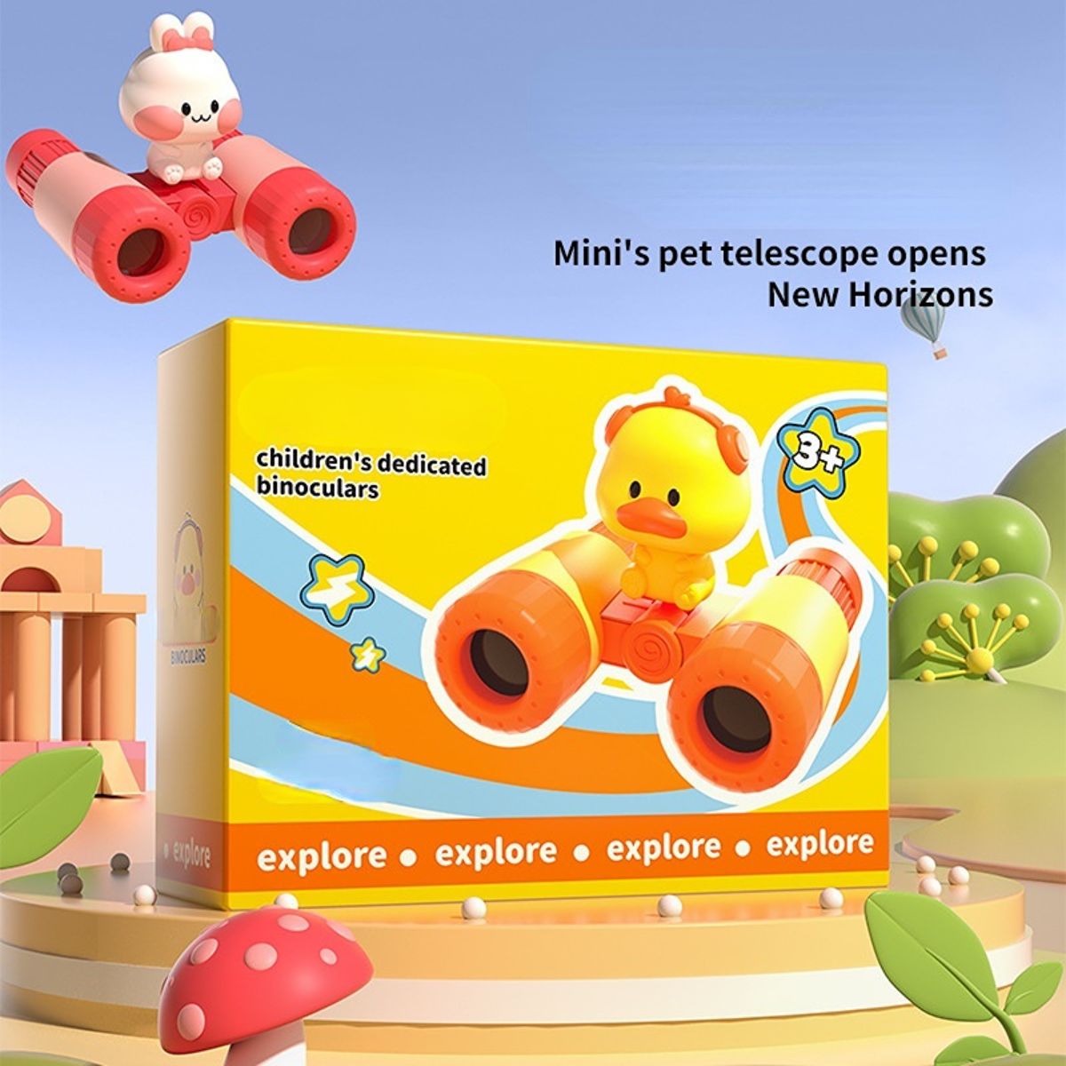 Children's telescope toy portable HD cartoon cute binoculars mini outdoor toys