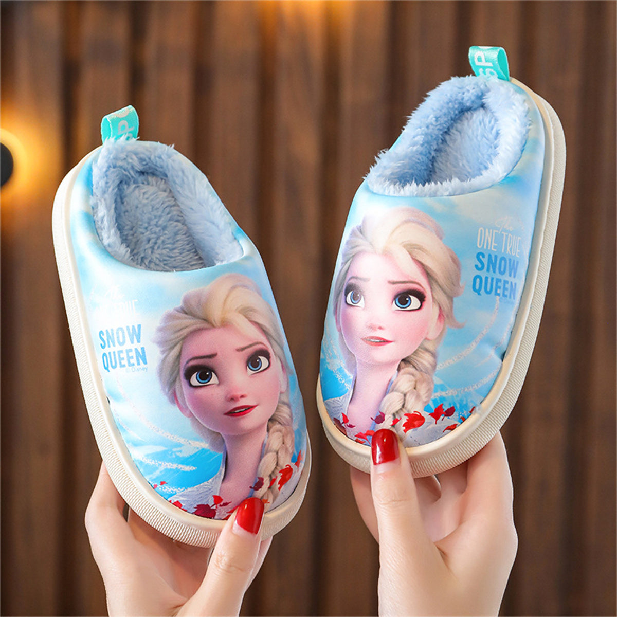 Sweet style warm waterproof cotton slippers for girls and kids