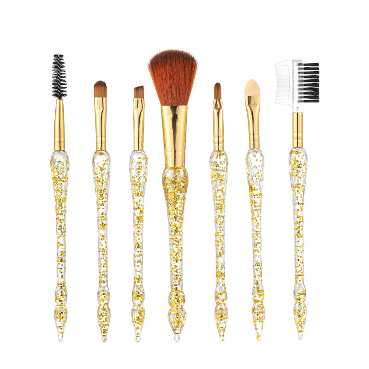 Glitter makeup brush set 7 pieces small waist eye shadow makeup brush