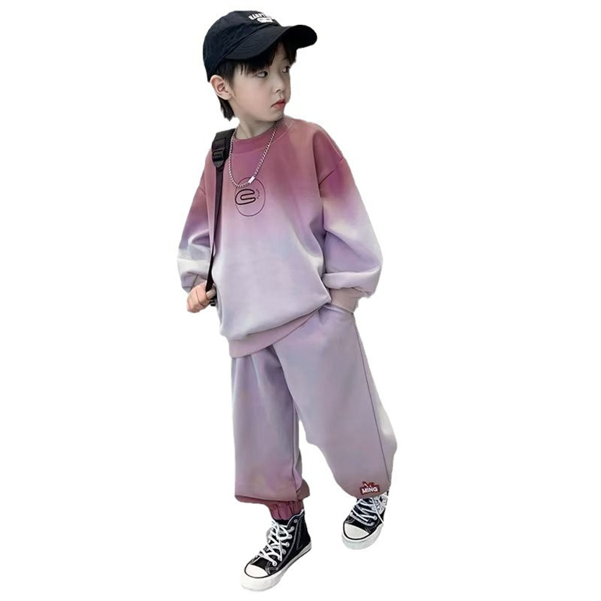 Autumn gradient temperament sports style sweater suit for middle and large boys