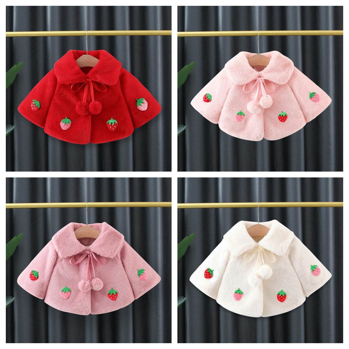 Baby girl autumn and winter thick strawberry cape