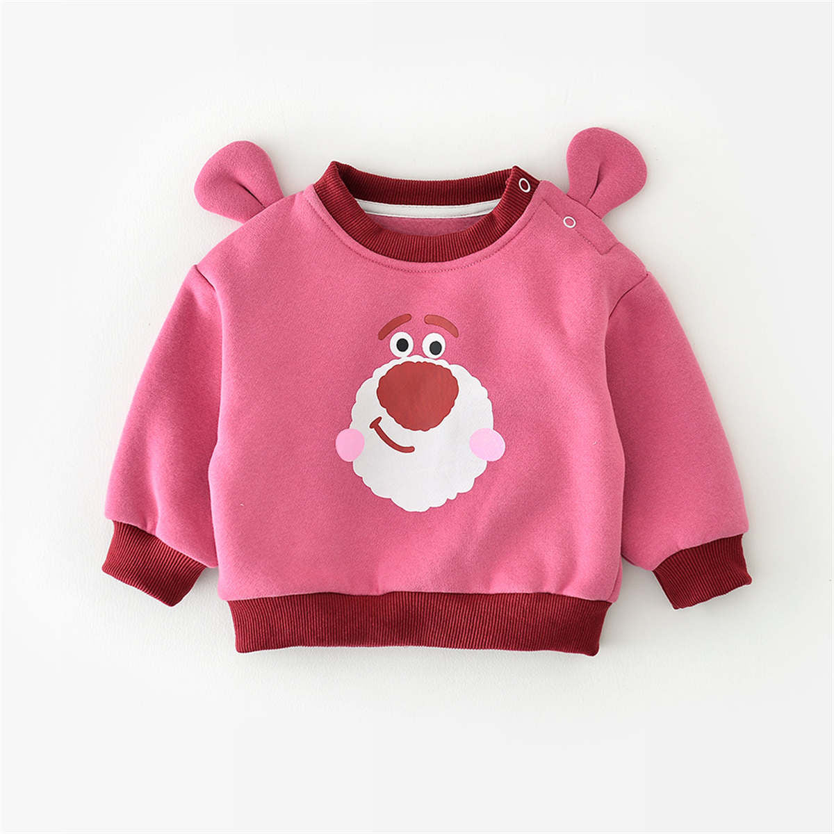 Spring and Autumn Girls Strawberry Bear Sweater Two-Piece Set