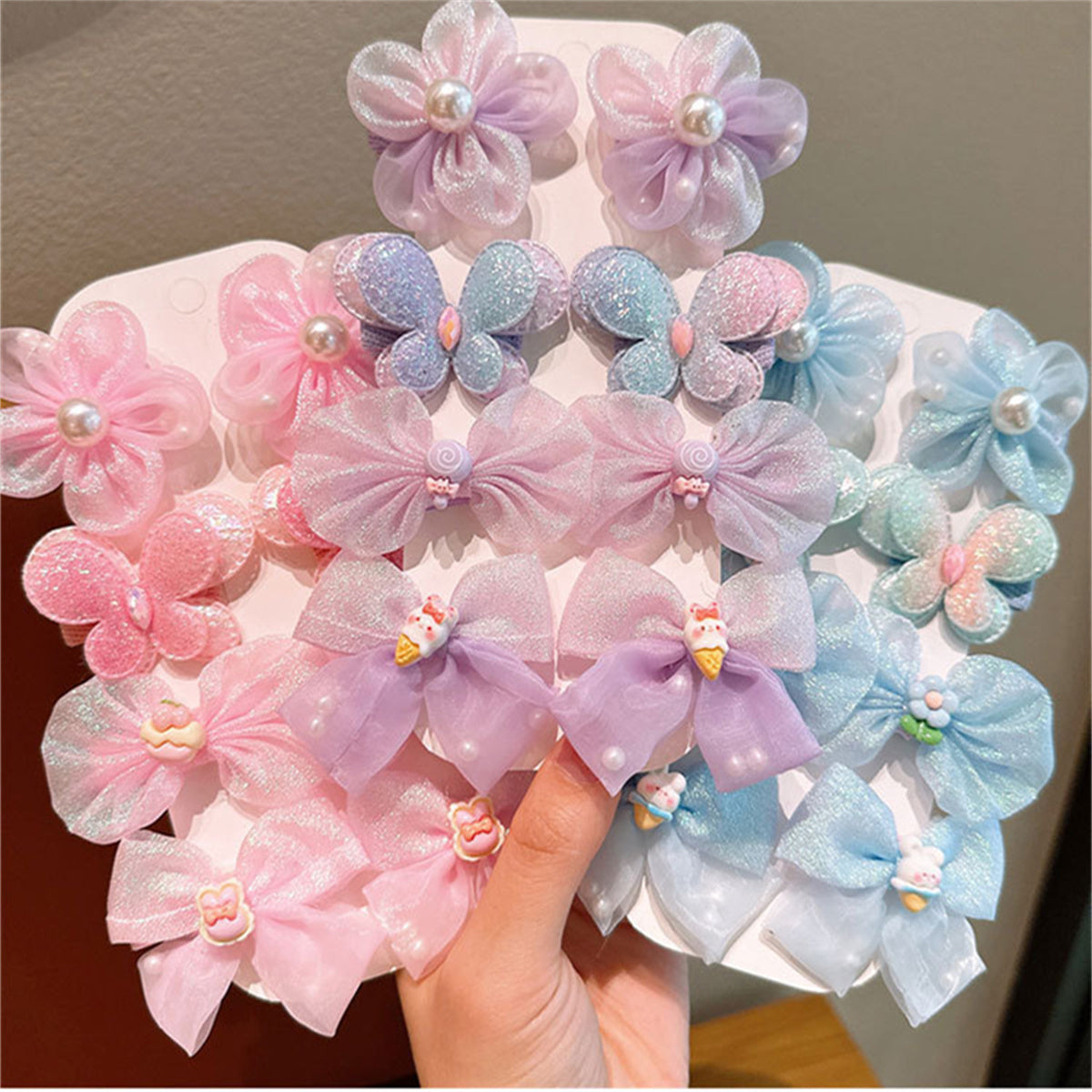 Children's bow hairpin princess super fairy yarn flower bangs clip does not hurt the hairpin