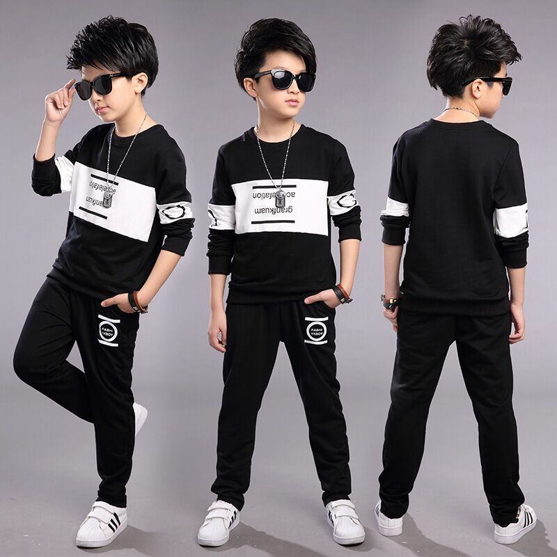 Children's long-sleeved T-shirt boy's clothing two-piece set