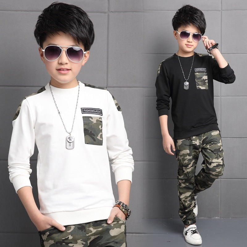 Children's clothing boys sports camouflage two-piece suit