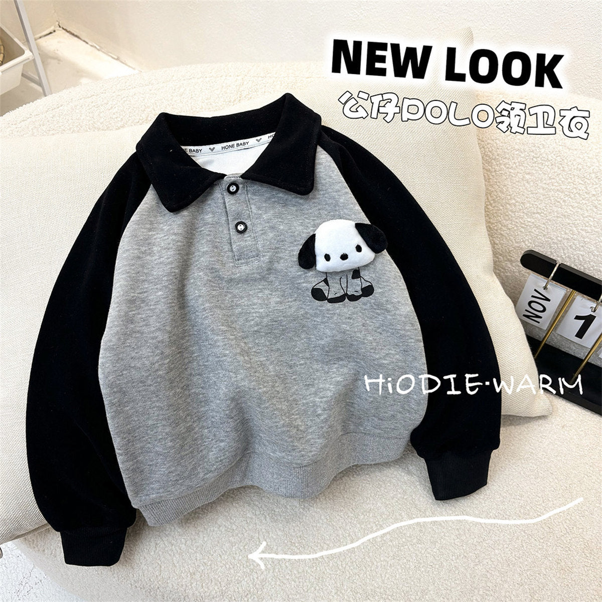 Long Sleeve Polo Shirt Cotton Raglan Colorblock Doll Top