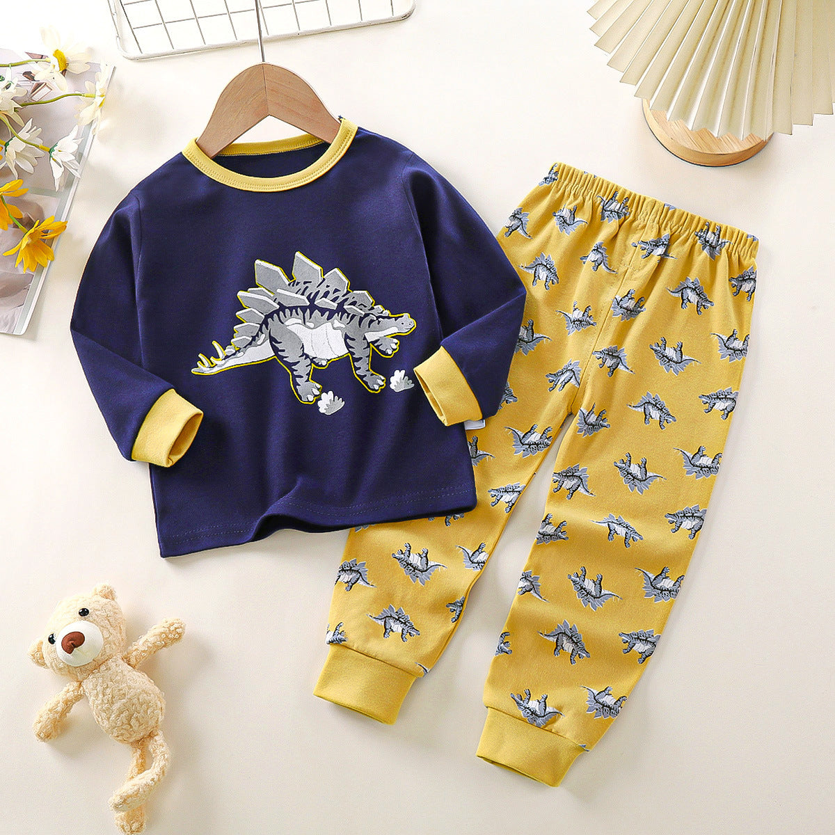 Children's cartoon animal pattern underwear set home clothes pure cotton children's clothing 2-piece set