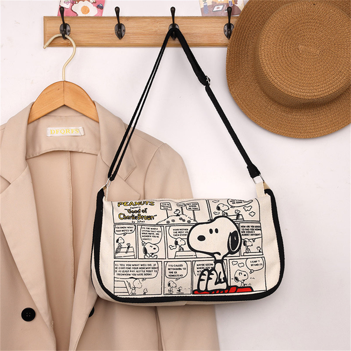 Children's canvas bag Snoopy shoulder bag casual student style printed cartoon bag