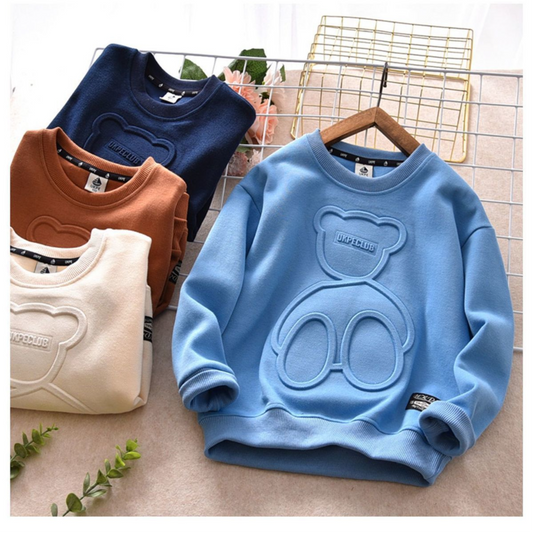 Children's clothing sweatshirt for middle and large boys embossed bear bottoming shirt