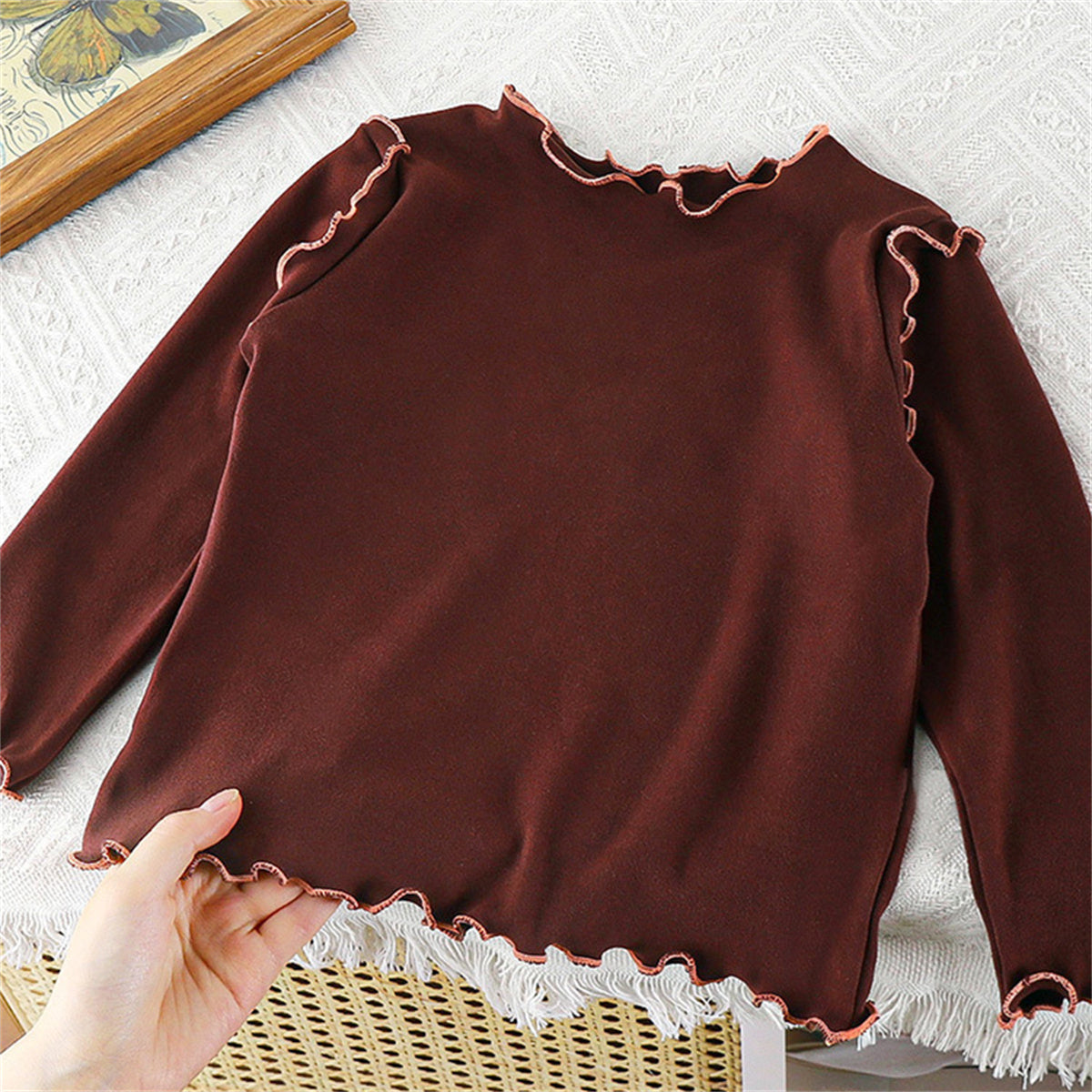 Autumn and winter long-sleeved T-shirt sweet German velvet lace bottoming shirt top