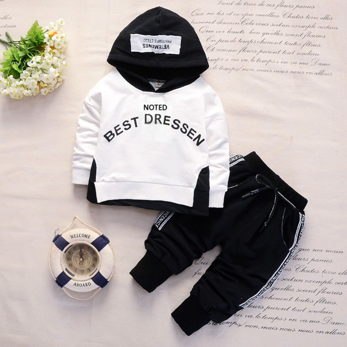 Autumn sweatshirt letter long-sleeved hoodie trousers two-piece suit