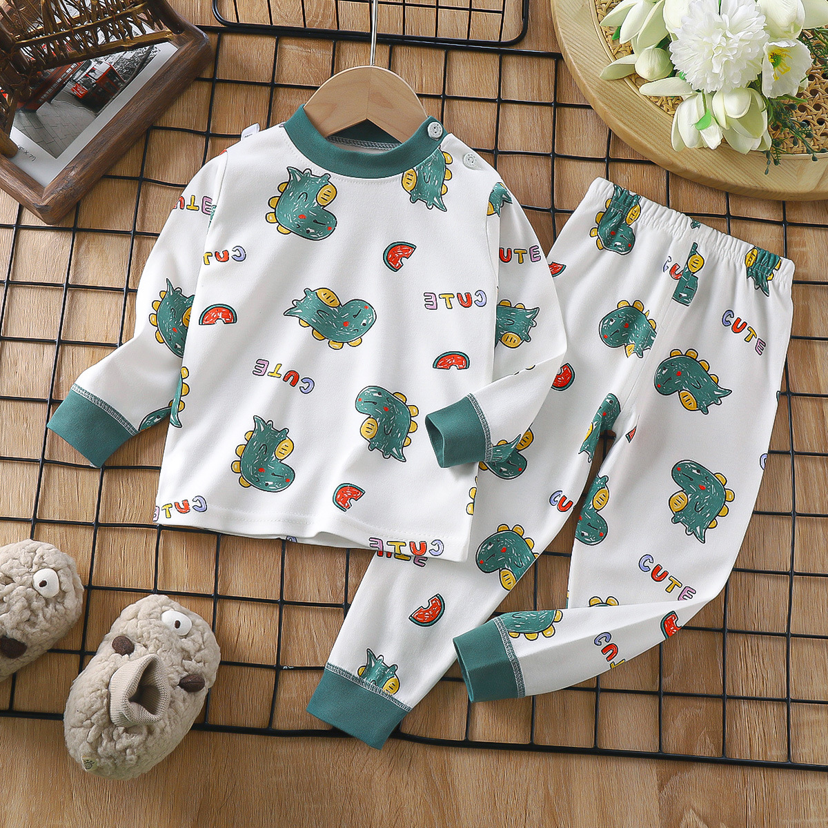 Children's cotton underwear autumn clothes autumn trousers suit baby set base clothes boys and girls pajamas spring autumn winter clothes