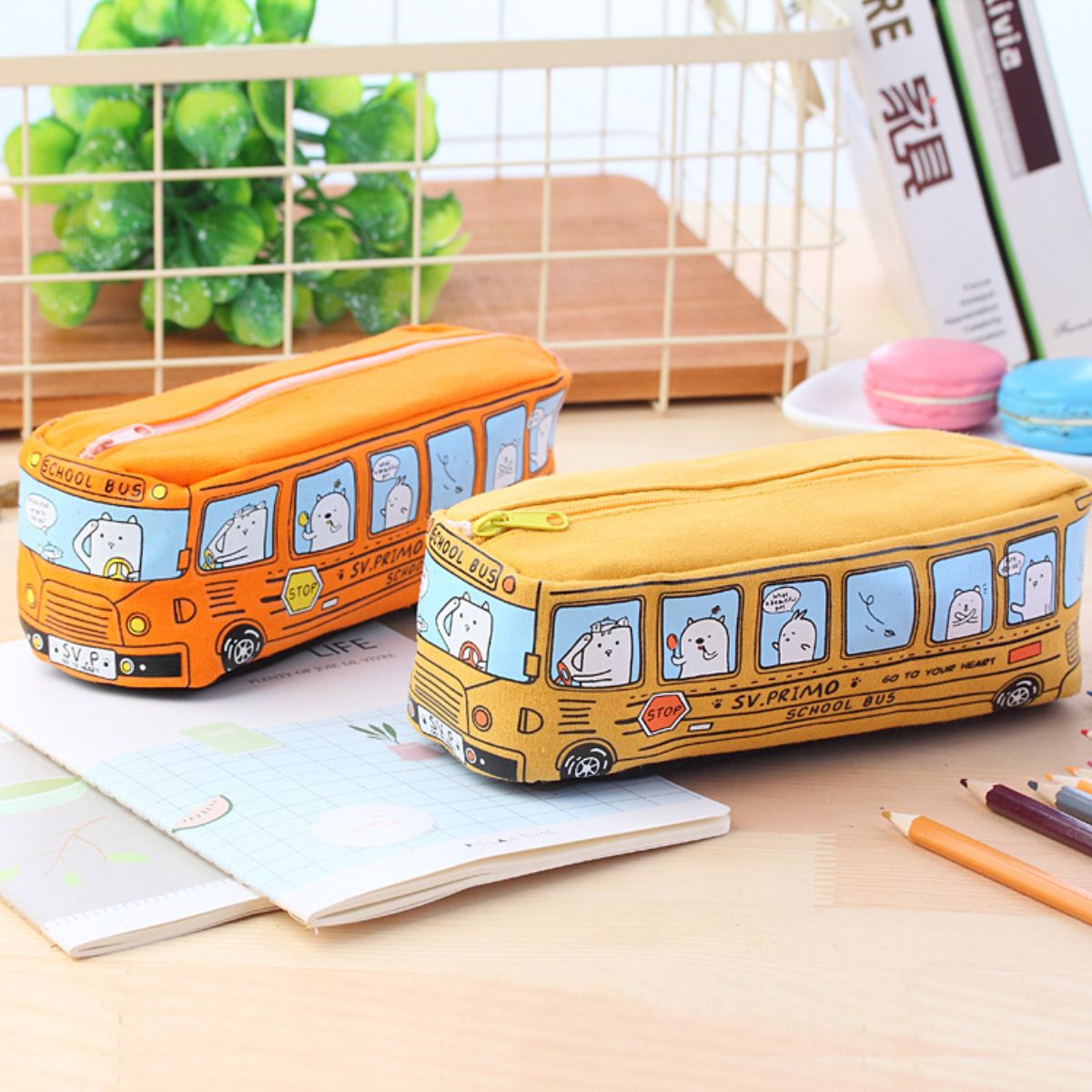 Cartoon Large Capacity Bus Pencil Case Car Pencil Case