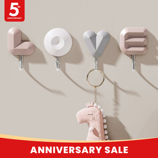 Adhesive hook LOVE plastic letter hook punch-free dormitory bedroom bathroom kitchen wall