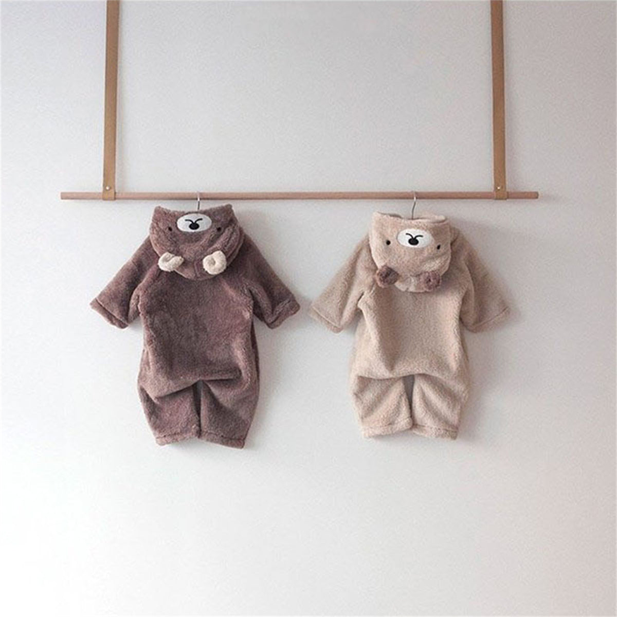 Baby cotton bear jumpsuit plush hooded romper